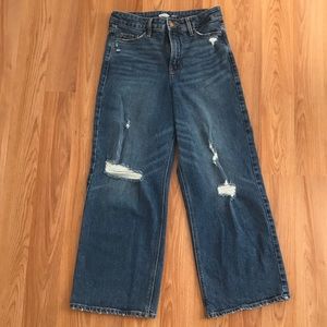 Distressed wide leg jeans